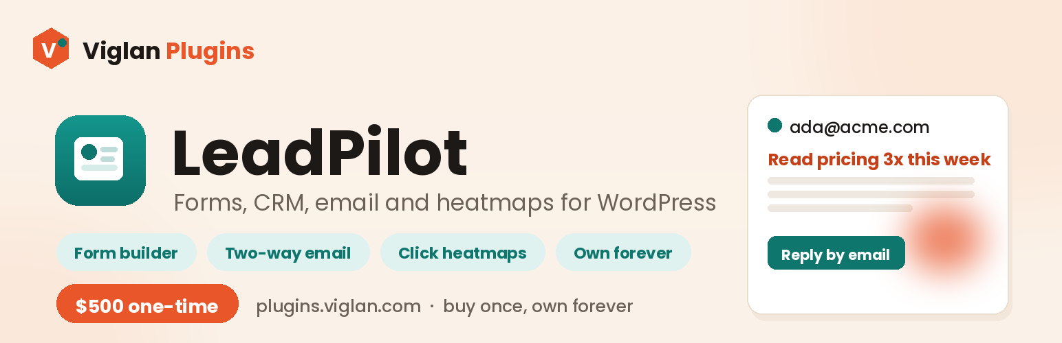 LeadPilot CRM – Forms, Email, Heatmaps and Live Chat for WordPress