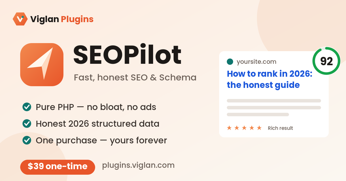 SEOPilot — Fast, Honest SEO & Schema for WordPress